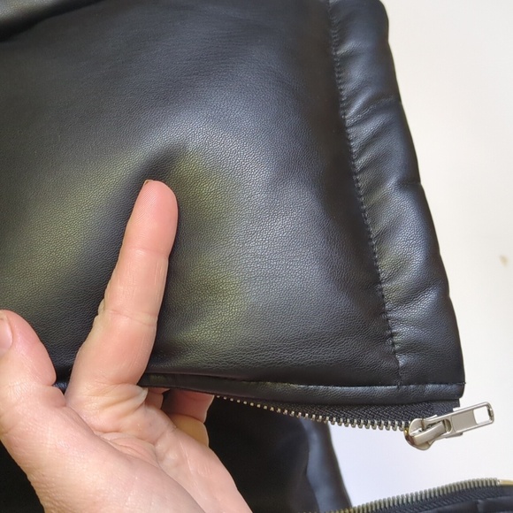 Circle Of Trust Stella Bodywarmer Sleeveless Vegan Leather Oversized Puffer Vest - Picture 16 of 17